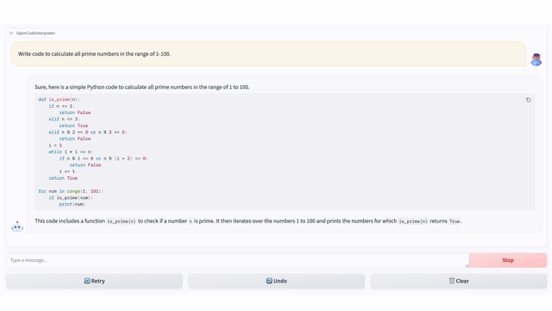 OpenCodeInterpreter运行界面
